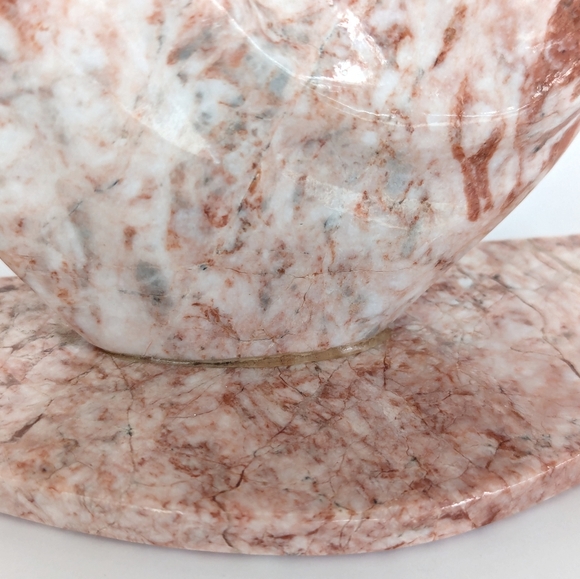 Vintage Carved Pink Marble Stone Mother & Child Statuette Boho Home Decor - Picture 8 of 10